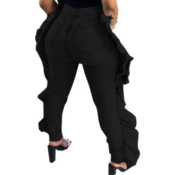 Plus Size Jeans Women High Waisted Distressed Casual Trousers - Picture 2 of 8